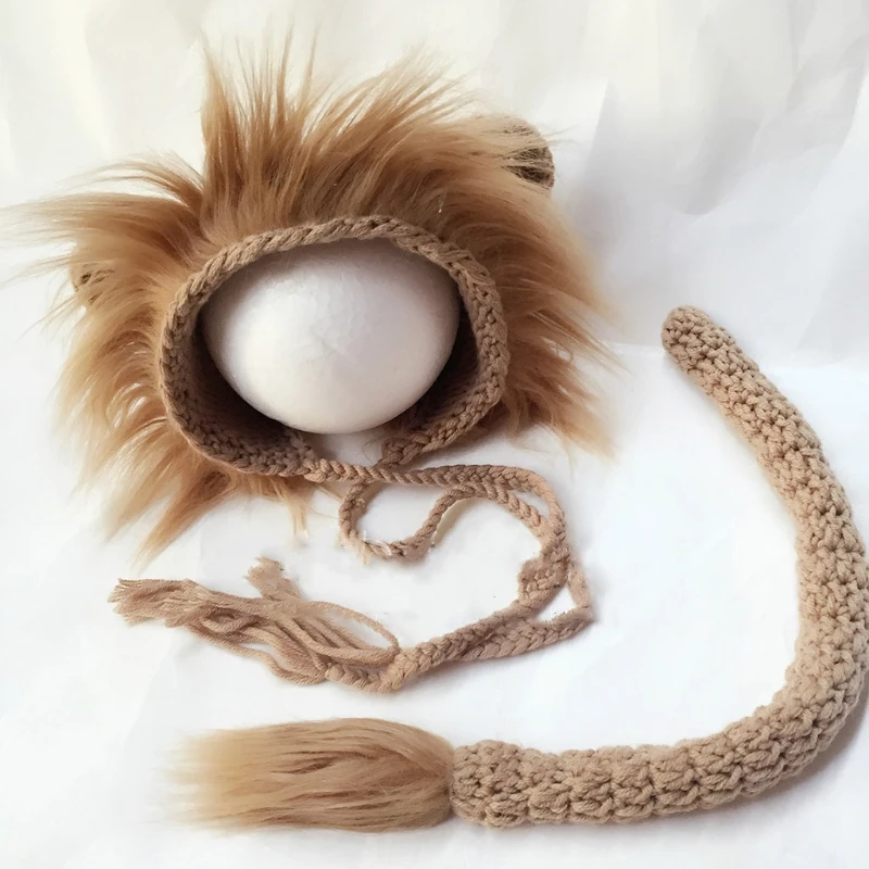 best newborn photographers near me 2 Pcs Baby Props Lion Hat Tail Set Newborn Photography Costumes Knitted Outfits infant photography