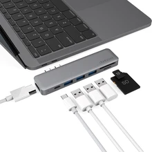 Dodocool Alloy 7-in-1 Dual USB-C USB C HUB with 4K HD TF Card Reader 3 USB 3.0 HUB Thunderbolt Type-C HUB for MacBook
