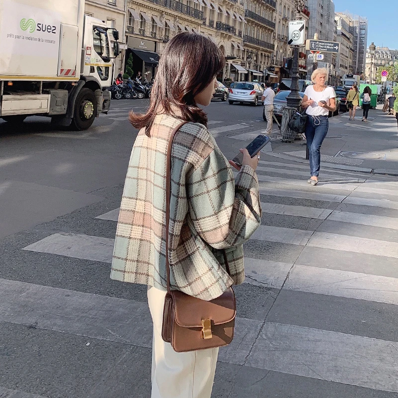 Greatest  MISHOW 2019 Autumn Winter Plaid Woolen Coat Women Thick Causal Lapel Straight Single-breasted Short