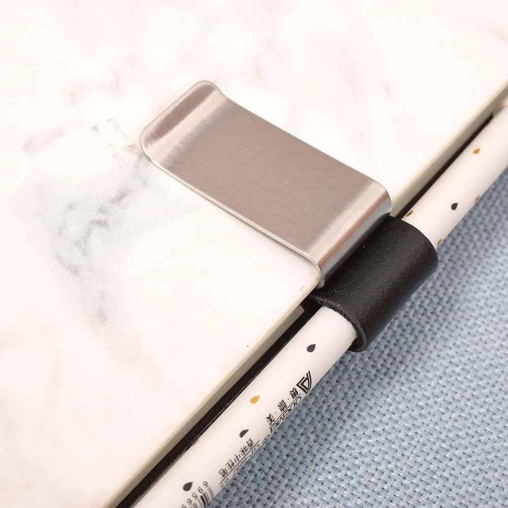 Pen holder pen loop pen clip Pen Loop For Notebook Retro Leather Journal Notebook Pencil Holder Bookmark With Metal Clip Clipboards Pen Holder Clip