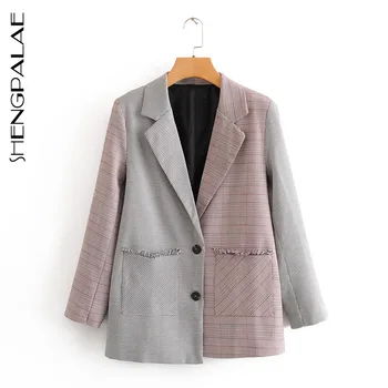 

SHENGPALAE 2020 Fashion Summer Women Blazers And Jackets Work Office Lady Suit Slim Business Splice Hit Color Coat New ZA3791