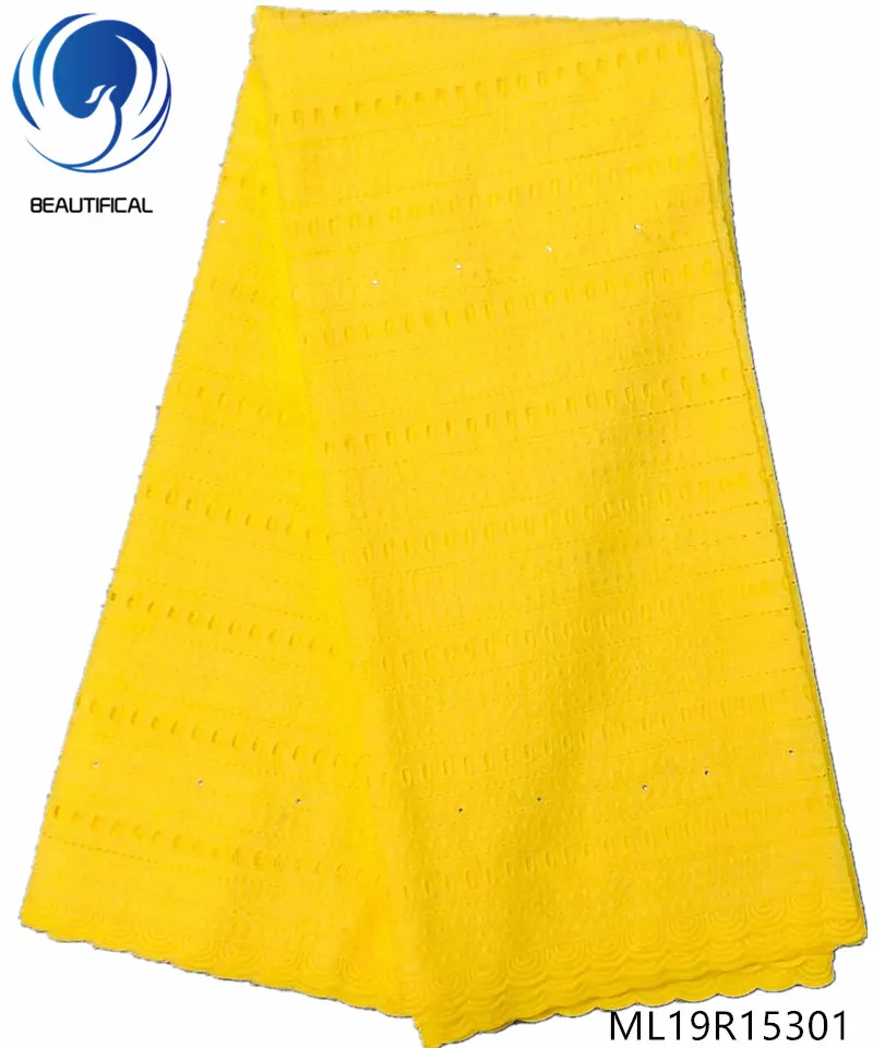 

BEAUTIFICAL Cotton african fabrics Latest Punch cotton voile lace fabric with stones for clothes 5yards free shipping ML19R153