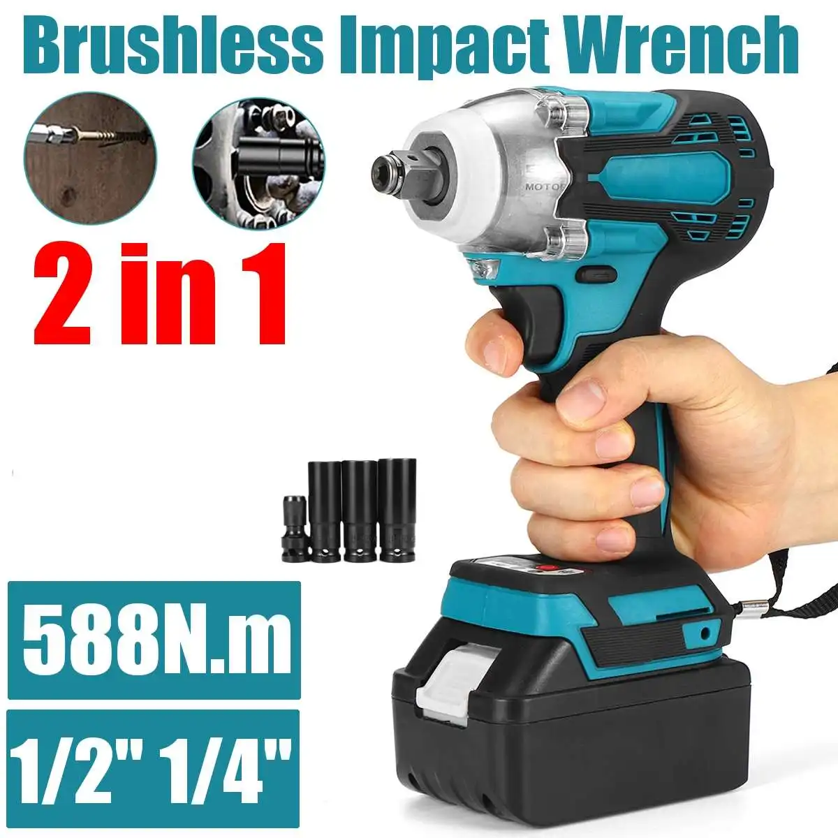 388vf 800N.m. Brushless Cordless Electric Impact Wrench 1/2 inch Power Tools 15000mAh Li Battery Compatible 18V | Инструменты