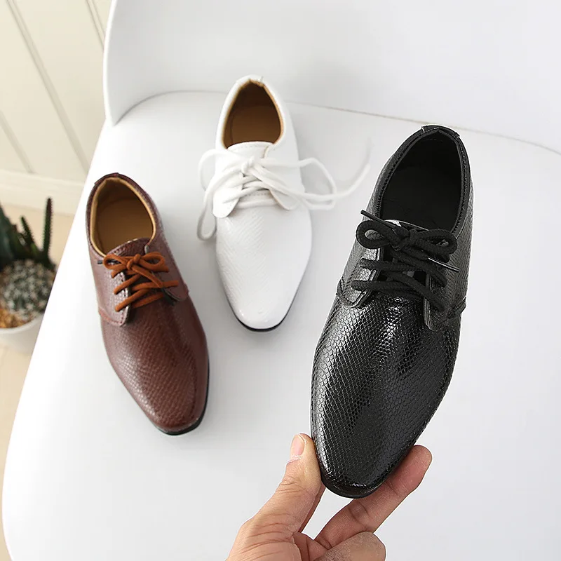 BOYS REAL LEATHER BROWN KINDER LACE-UP FORMAL WEDDING SMART SCHOOL SHOES SIZE 