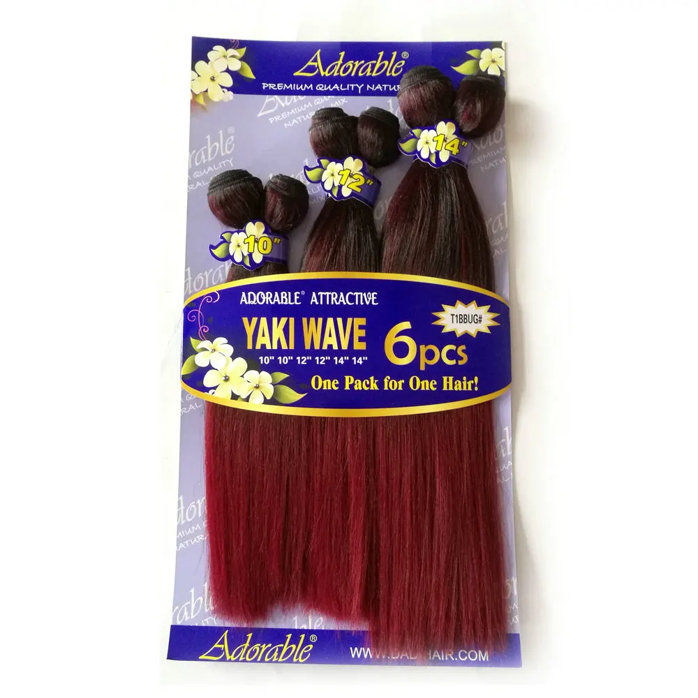 Adorable Packet Yaki Wave 6pcs Hair Extensions Short Natural Black Mixed Two Tone Color For Black Woman 10"12"14"