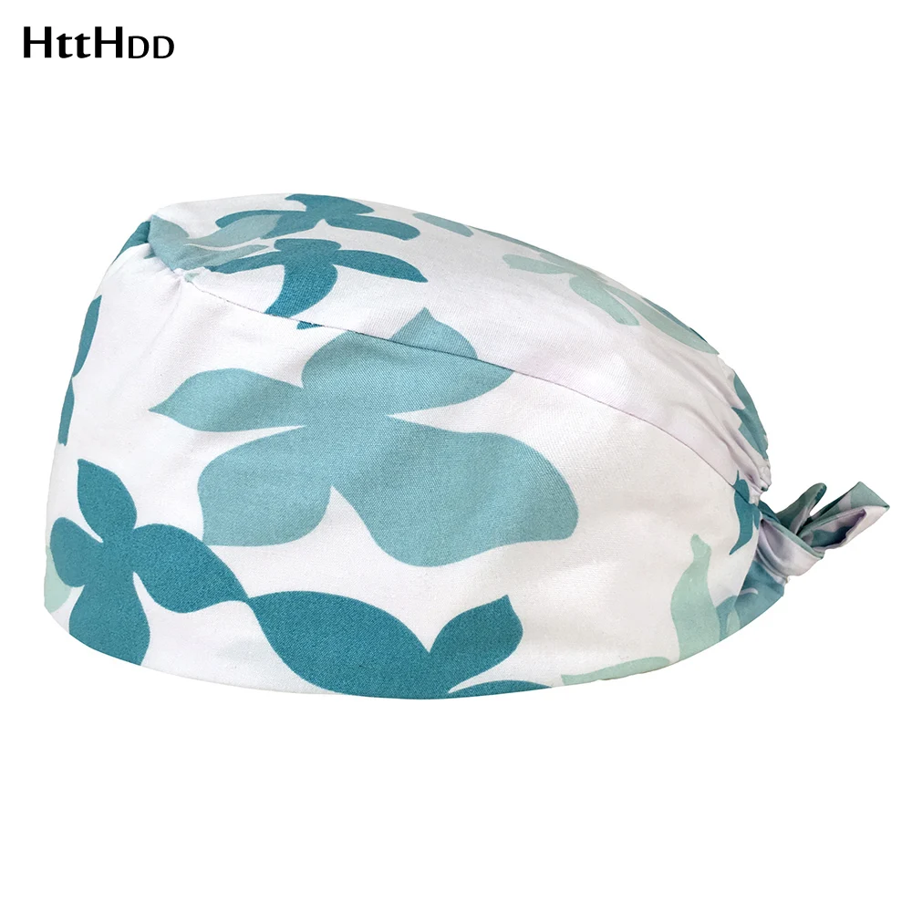 

Unisex Scrubs Caps Green maple leaf Printed Spa Scrubs Hats Casual Hats Adjustable Frosted Hats Washable Reuseable Working Caps