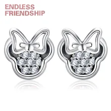 Бесконечная дружба, женские роскошные циркониевые серьги-гвоздики с Микки и Минни, серьги с кристаллами для женщин, детей, девочек, модное ювелирное изделие, подарок