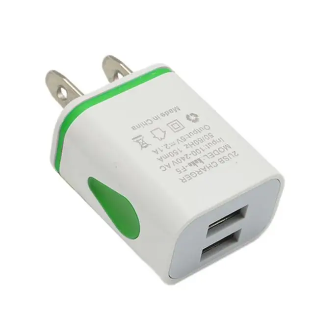 Phone Universal 2.1A 5V LED 2 USB Charger Fast Wall Charging Adapter US/EU Plug USB Charger For iPhone For Samsung For HTC US Plug green