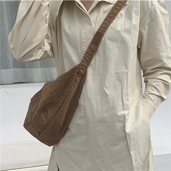 

New Women Canvas Shoulde Bags Solid Crossbody Bag Dumplings Shape Ladies Designer Fashion Cell Phone Holder Purse