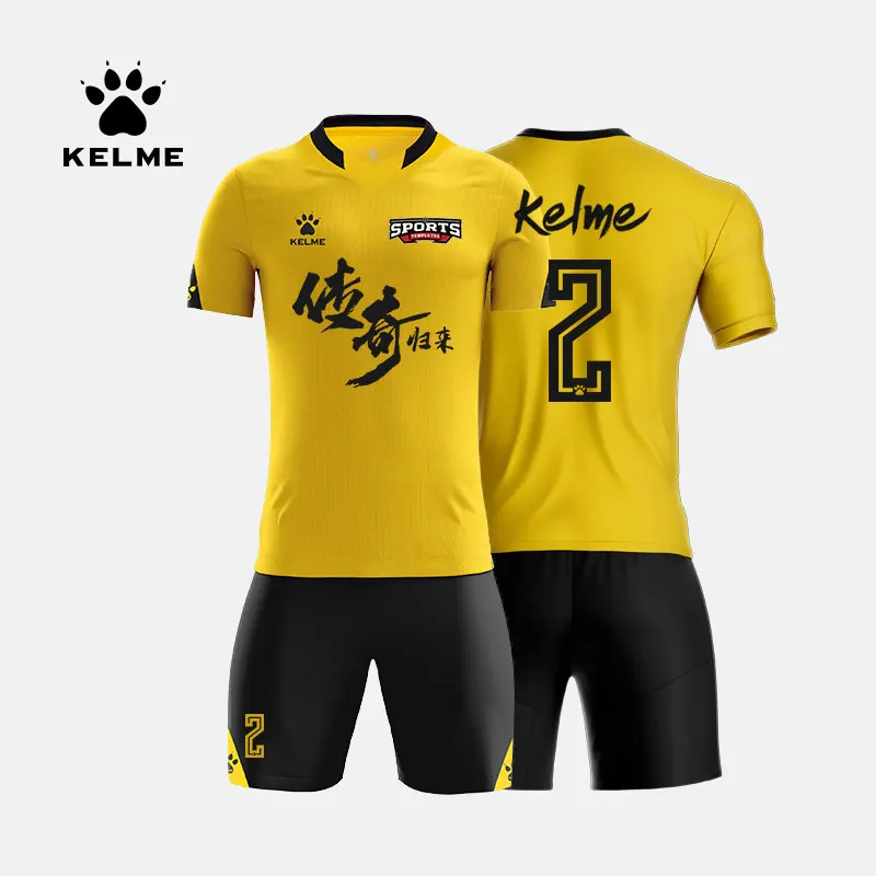KELME Custom Men's Football Uniforms Soccer Jerseys Men Tracksuit Sportswear Short Sleeves Jersey Soccer Shorts Suit 3801099 football uniform