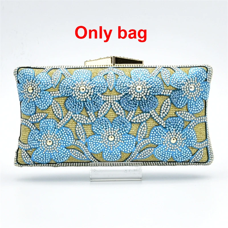 Sky Blue bag only Итальянская обувь с сумки в комплекте, Размер 38–43 для Для женщин нигерийское Для женщин Свадебный комплект из обуви и сумки, украшенные стразы женские туфли-лодочки женская обувь - Цвет: Sky Blue bag only