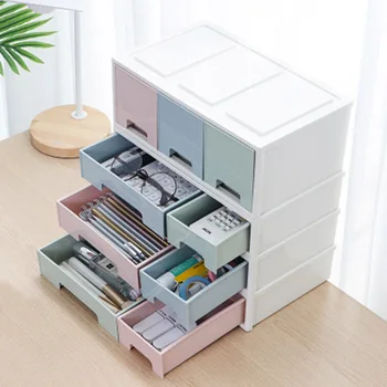 

Desktop Storage Box Plastic Storage Cabinets with Drawers Makeup Organizer Desktop Holder Box QJS Shop