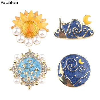 

20pcs/lot A2565 Patchfan Van Gogh classic oil painting Enamel Pins Girls Shirt Coat Brooches Clothes Accessories Jewelry Badge