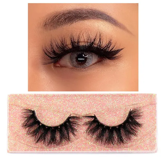 FOXESJI Makeup Eyelashes 3D Mink Lashes Fluffy Soft Wispy Natural Cross Eyelash Extension Reusable Lashes Mink False Eyelashes K15