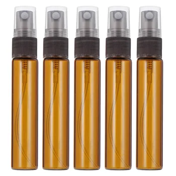 

5pcs 10ml Travel Perfume Spray Bottles Refillable Amber Glass Nebulizer Sample Empty Containers Essential Oil Atomiser Fine Mist