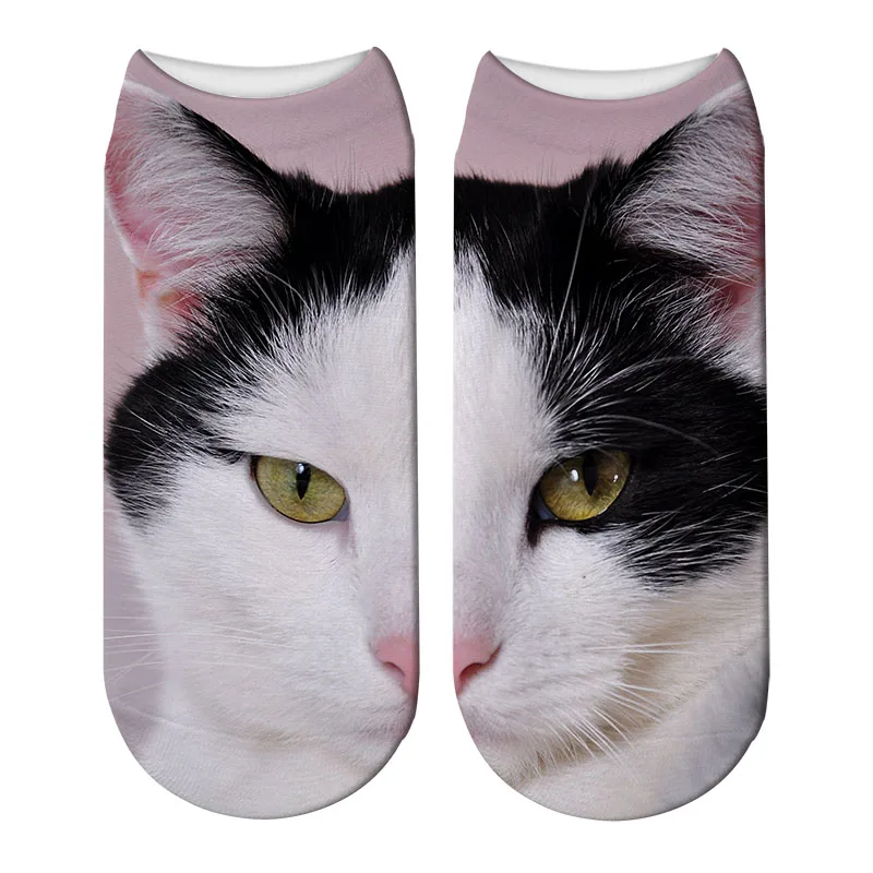 Новые женские носки с 3D принтом хлопковые носки милые носки с животными носки хараюку с кошачьим лицом смешной носок с низкой лодыжкой X-ZWS40