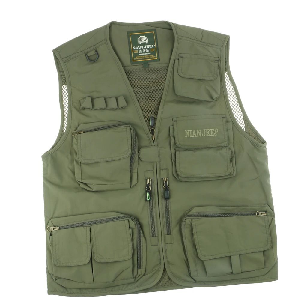 Men's Mesh Fishing Vest Photography Working Multi-pockets Vest Outdoors Sports Journalist's Vest Jacket Survival Utility Vest
