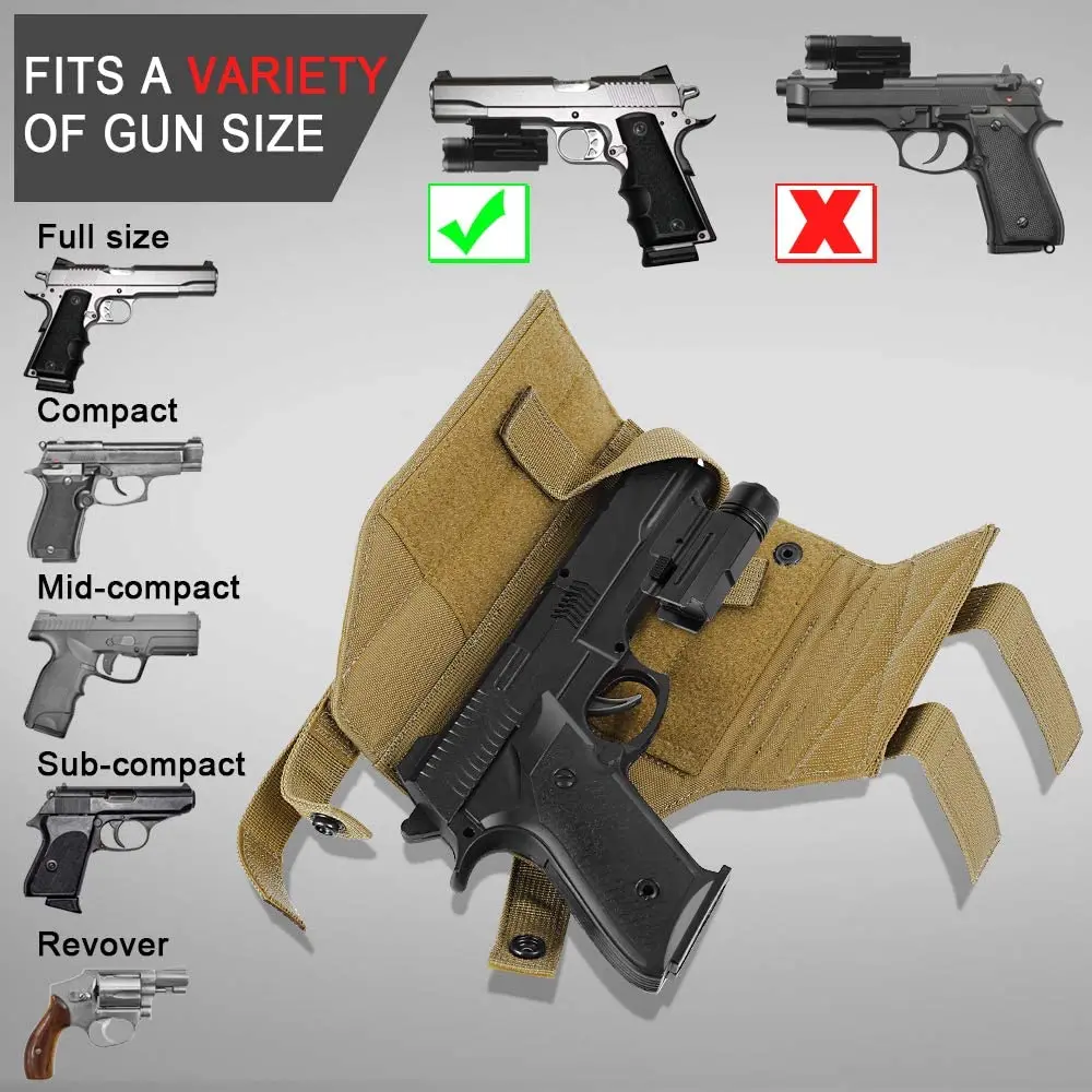 Universal Tactical Molle Pistol Gun Holster Adjustable Handgun Holster for 9mm Glock 1911 G17 18 19 26 34 Ruger LCP Beretta Pistol Holster Gun Holster