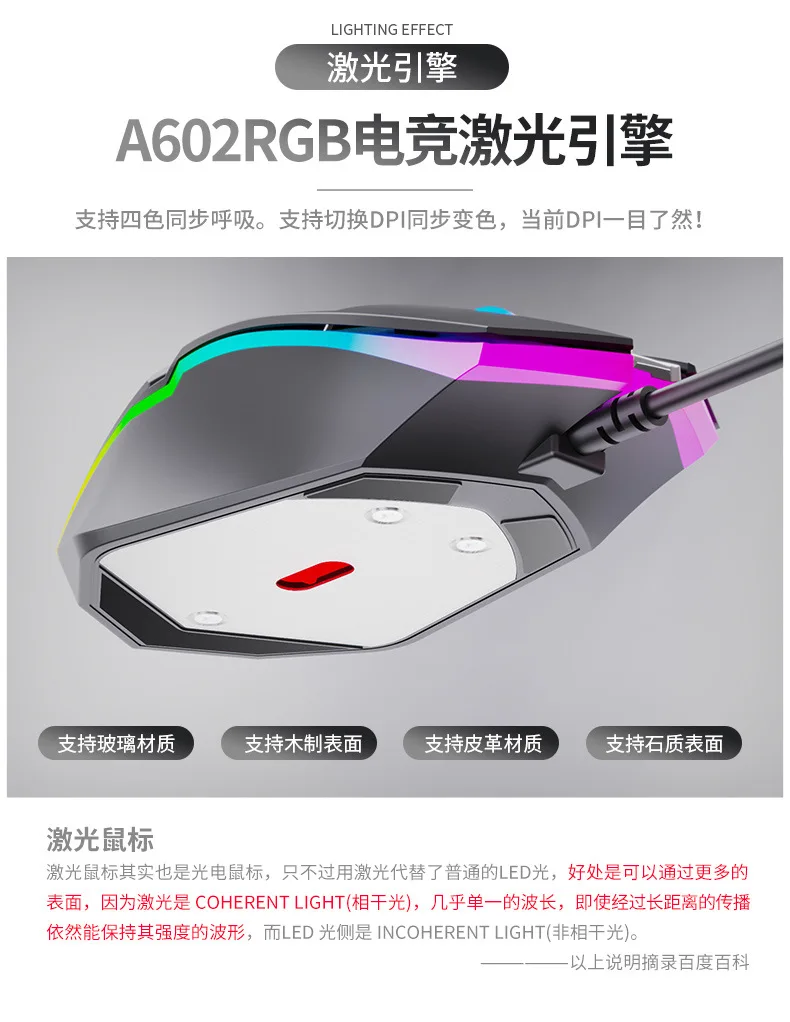 Free Wolf V2RGB Механическая мышь компьютерная Проводная электрическая гоночная игровая мышь