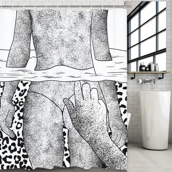 

Bathing Sexy Lady Shower Curtain Hip Shower Curtains Black and White Shower Curtain Durable Waterproof Fabric Bathroom Shower