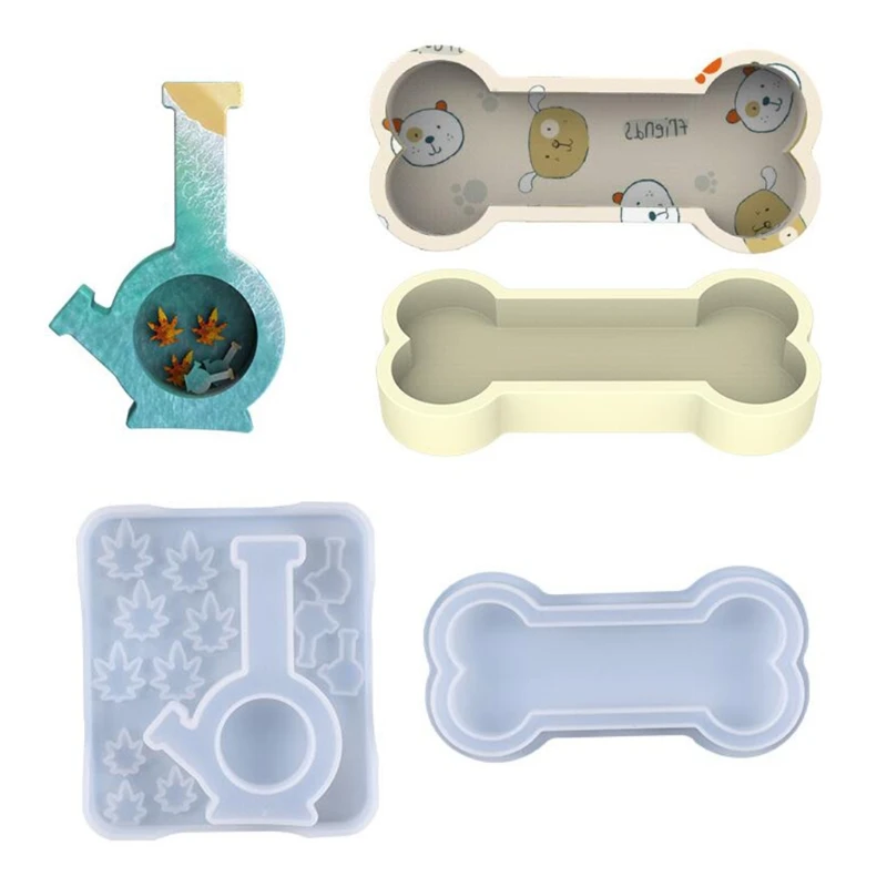 Handmade Quicksand Epoxy Resin Mold Kettle Maple Leaf Bone Shaped Model Silicone Mould DIY Crafts Casting Tools |
