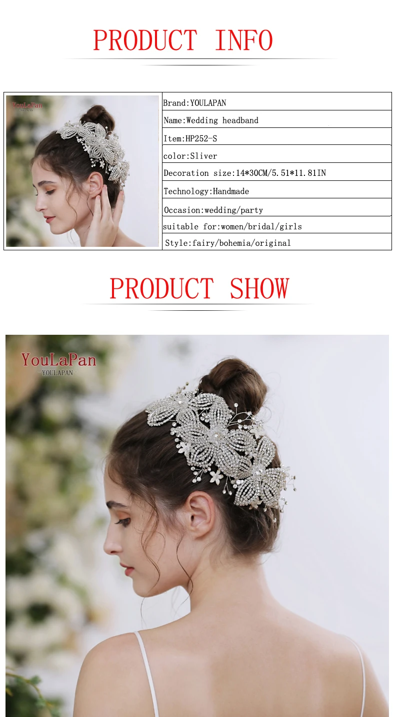 YouLaPan HP252 Стразы с кристаллами, красивые короны и диадемы, цветы для волос, корона, цветок, диадема, Серебряная корона, диадема