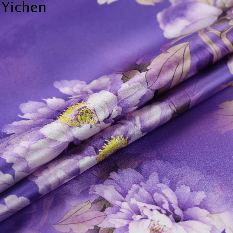 

purple large flower silk Fabric 93% natural & 7% spandex Peony