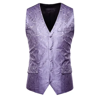 

New style men business gentleman single breasted printed vest vest vest jacket banquet and favorite suit matching effect is bett