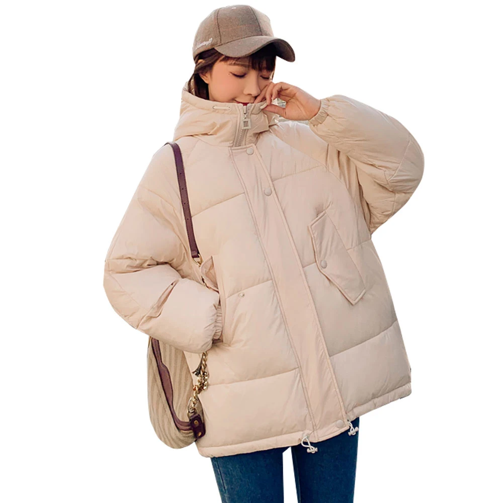 Черный модный пуховик размера плюс 2XL, Женское зимнее пальто, короткая Утепленная зимняя куртка с хлопковой подкладкой, Женское пальто