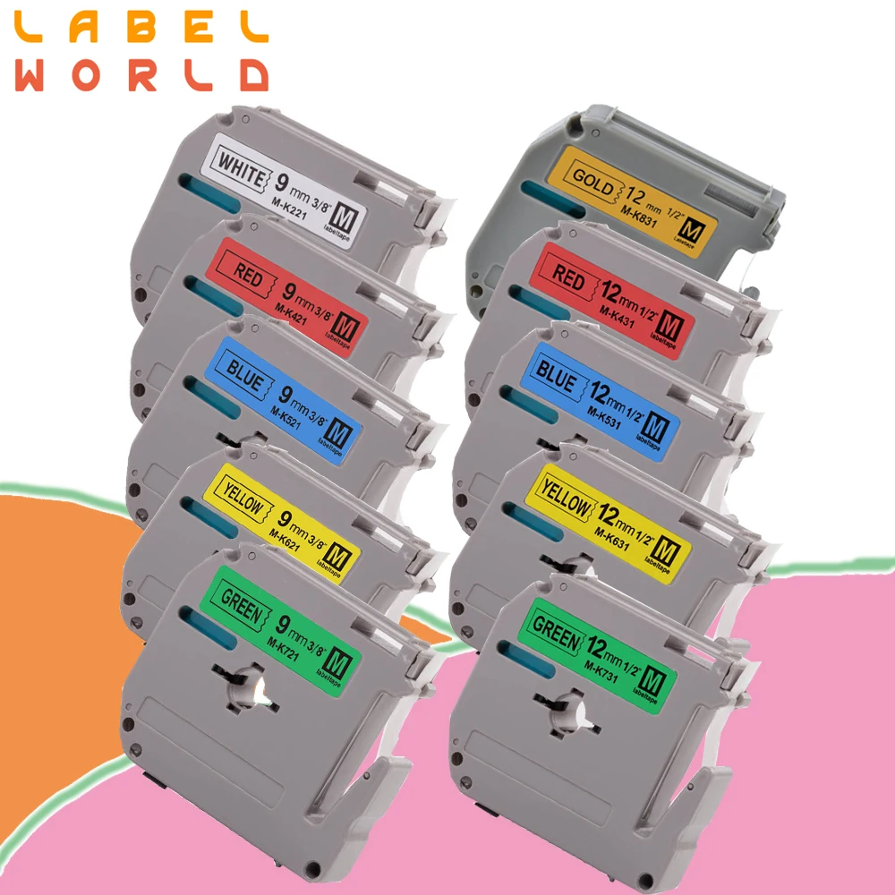 Фото Ленты для этикеток MK231, совместимы с Brother P-Touch PT65 PT70 PT85 PT90 PT80 PT100, 1 шт., 9/12 мм №1