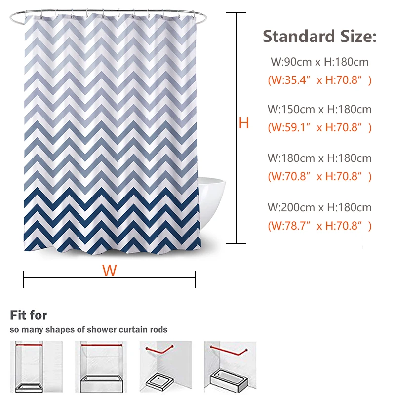 Watercolor Stripes Home Bathroom Shower Curtain Thickened Polyester Fabric Waterproof Shower Curtains Simple and Modern Curtain