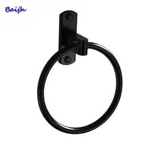 Durable Aluminum Round Wall-Mounted Towel Ring Holder Towel Rack Bathroom Accessories Black White Silvery Adhesive Round Rack
