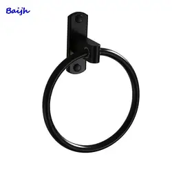 Durable Aluminum Round Wall-Mounted Towel Ring Holder Towel Rack Bathroom Accessories Black White Silvery Adhesive Round Rack