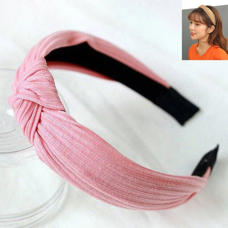 Pink Для женщин повязки для волос в Корейском стиле Пластик завязывают крест ткань повязки на голову женские аксессуары для волос для девочки обручи для подарок, тиара ювелирные изделия - Цвет: Pink