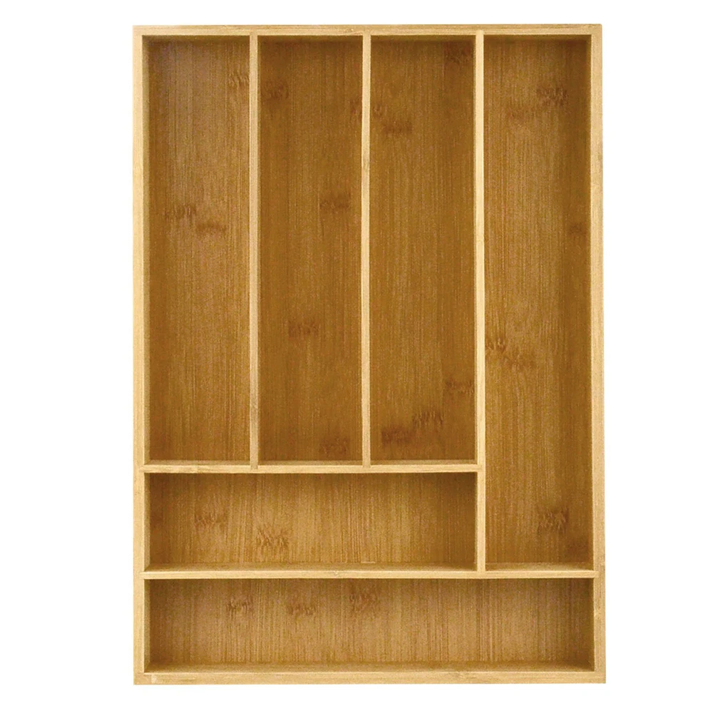 

6 bamboo Compartments Cutlery Silverware Flatware Utensil Tray Organizer Storage Organizer Home Decoration Kitchen Tools