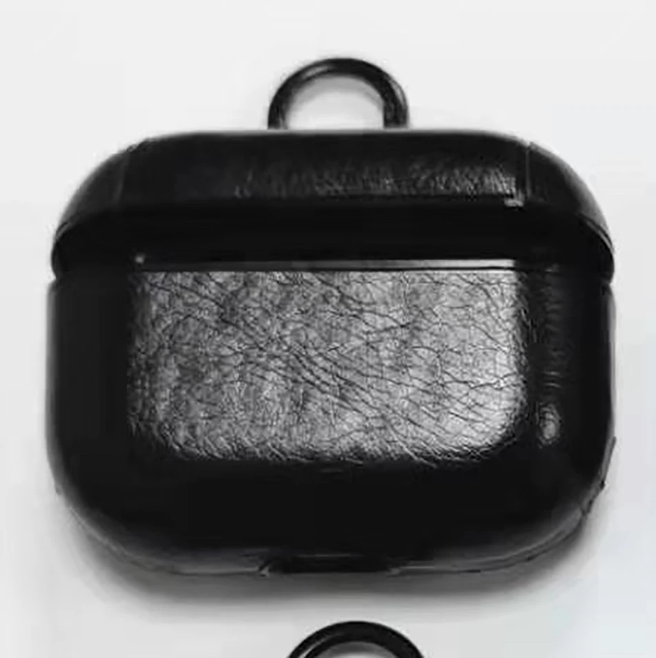 Кожаный чехол для наушников для Airpods Pro чехол Модный чехол для Apple Air Pods Pro 3 Наушники Earpods крючок для наушников-вкладышей зарядная коробка - Цвет: Черный