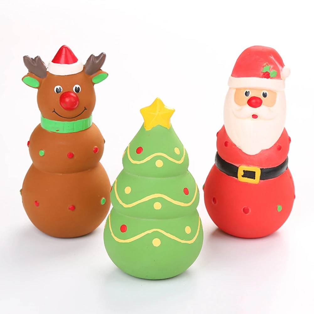 

Cute Durable Harmless Christmas Tree Santa Reindeer Squeaker Pet Dog Puppy Chewing Toy Teeth Cleaning Toy