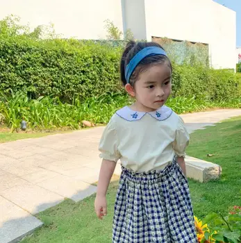 

2020 new girls shirt cotton summer short sleeve fashion girls blouse 1-6 years HV141