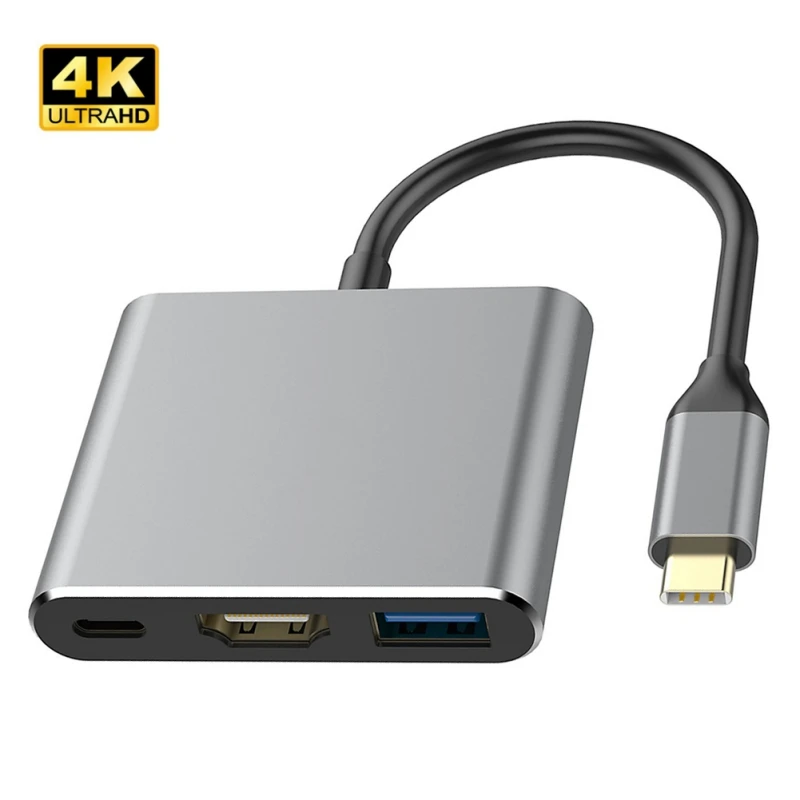 Тип C к HDMI адаптер конвертер USB 3,0 зарядка USB-C 3,1 концентратор адаптер для Mac Air Pro huawei Mate10 samsung S8 Plus 4K - Цвет: Серебристый