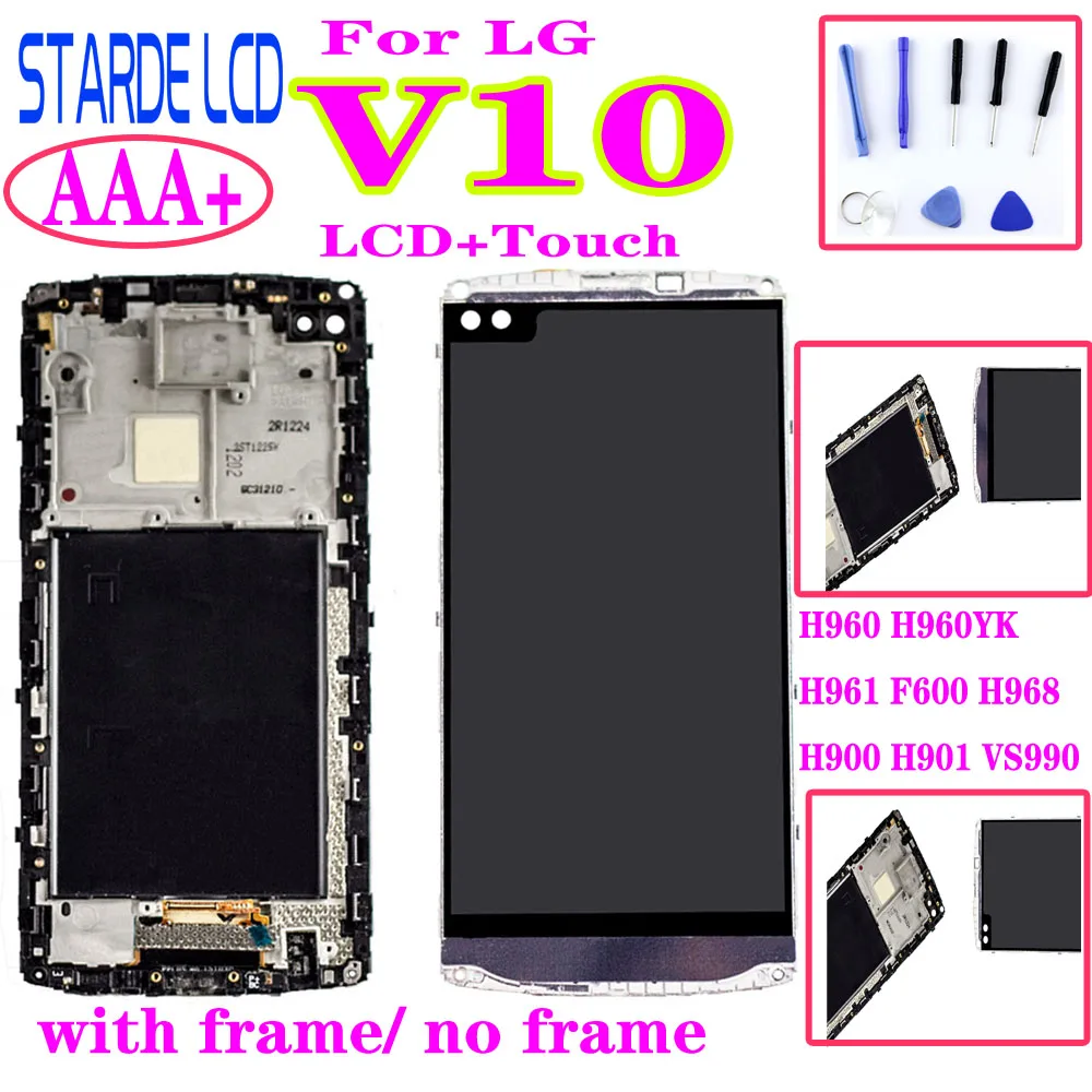 

Origina For LG V10 H960 H960YK H961 F600 H968 H900 H901 VS990 H962 LCD Display Screen Touch Sensor Digitizer Assembly with Frame