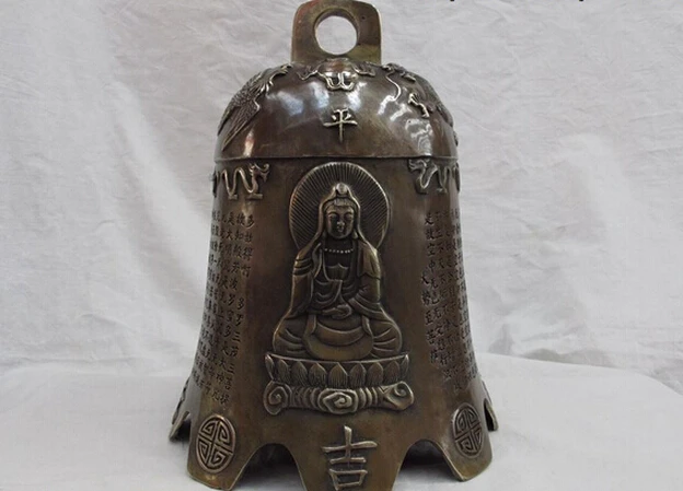 912 + китайский буддистский храм медный Бронзовый Sakyamuni Guan Yin Будда колокольчики |