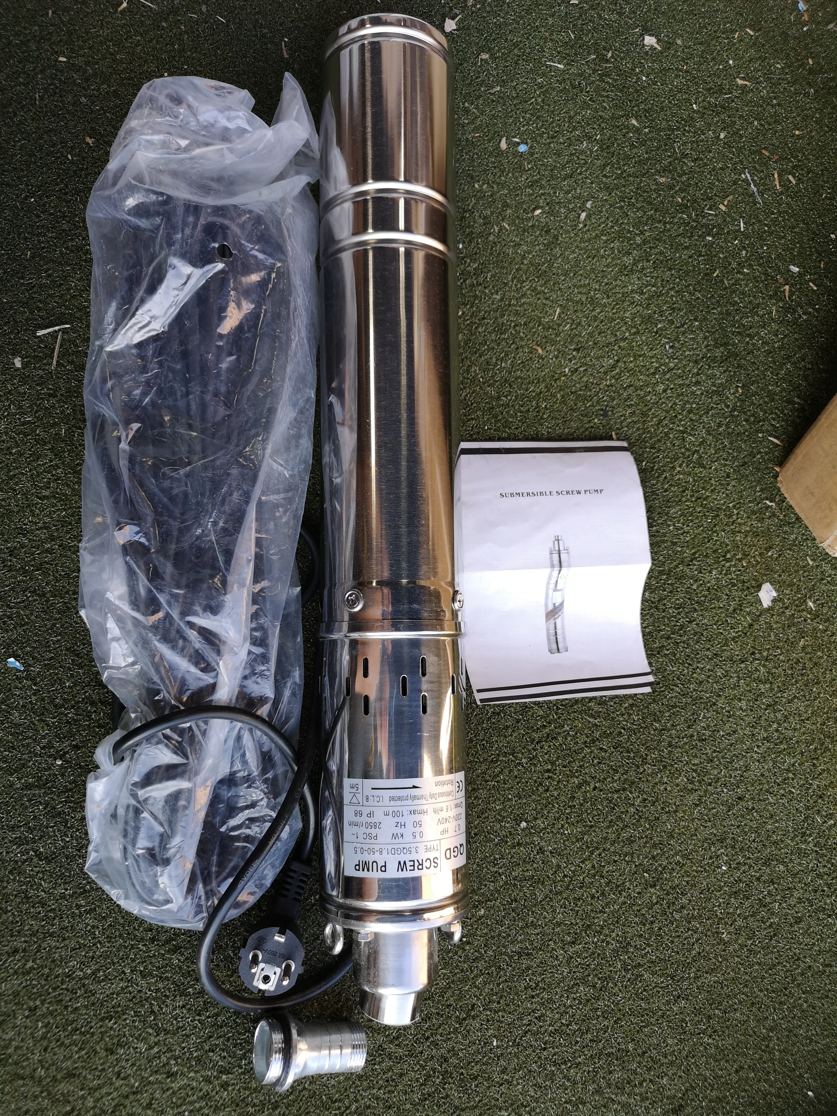 Clearance!220V Household Stainless Steel Deep Well Submersible Pump AC Power Well Pump Bore Hole Screw pump Solar Water Pump