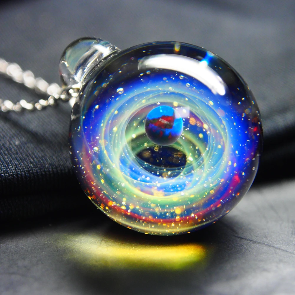 Туманность космическая Вселенная ожерелье с изображением Галактики, звезды, стеклянный шар, подвеска, кристалл, ожерелье, планета, узор, цепочка, ожерелье для унисекс - Окраска металла: Design 18