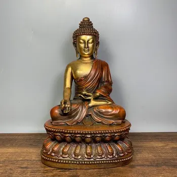 

8" Tibet Buddhism Temple bronze Gilt true gold Medicine Buddha Statue Sakyamuni Tathagata Enshrine the Buddha