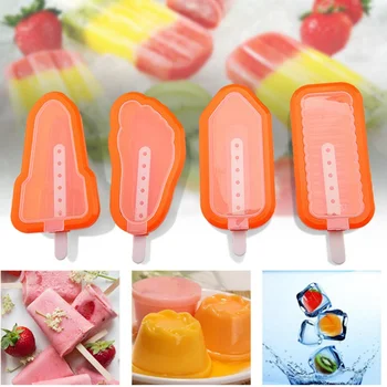 

4Pcs Silicone Ice Cream Popsicle Mould Silicone Non-toxic Popsicle Innovative Cute Homemade Stick Ice Cream Maker