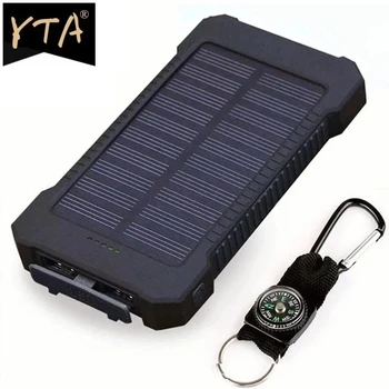 Solar Power Bank Waterproof 30000mAh Solar Charger 2 USB Ports External Charger Powerbank For Xiaomi Smartphone with LED Light 1