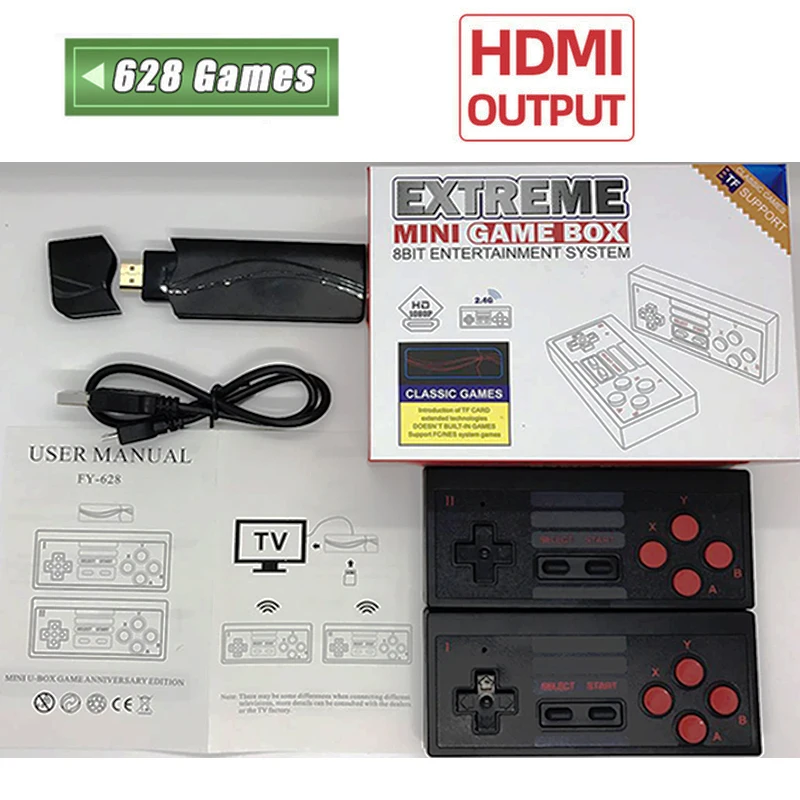 Данных лягушка 4K HDMI видео игровая консоль встроенный 628 футболки с принтами на