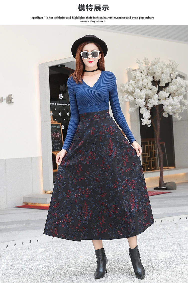 Faldas mujer moda зимняя женская шерстяная юбка винтажная Эластичная Высокая талия Женская длинная юбка макси бархатная Falda Larga EE678