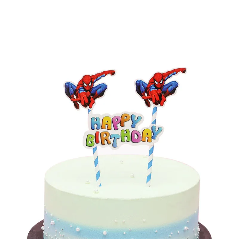 Spider-man принадлежности для тематической вечеринки, Мультяшные украшения для первого дня рождения, детские одноразовые столовые приборы для мальчиков, салфетки, тарелки, топпер для торта