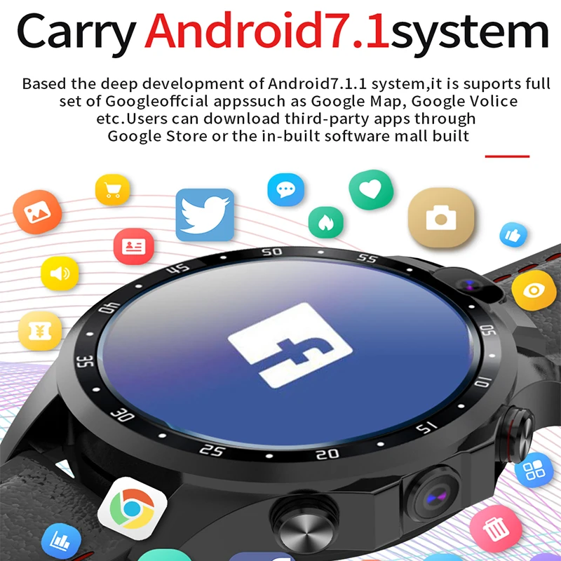 JingTider V9 4G Smart Watch MTK6739 Quad Core 3GB+32GB 1.6 inch Smartwatch 800mAh Dual 5.0MP Camera GPS Bluetooth Android 7.1 OS